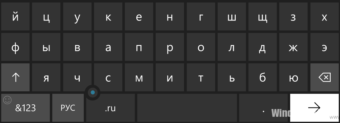 Обычная клавиатура в Windows 10 mobile