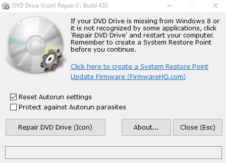 Главное окно Repair DVD Drive