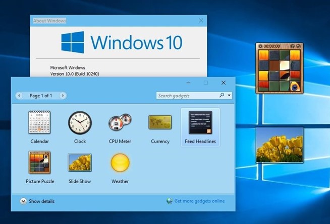 Desktop Gadgets Installer на Windows 10
