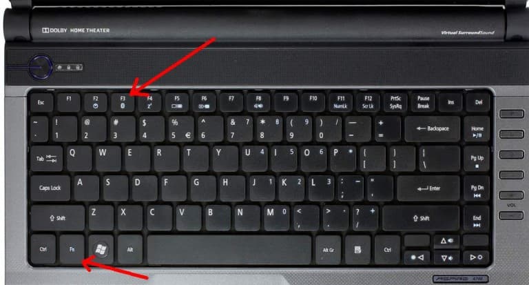 Кнопка Bluetooth на ноутбуке