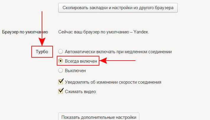 Турбо-режим в Яндекс-браузере