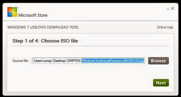Выбор образа в Windows 7 USB/DVD Download Too