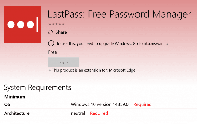Минимальные требования для установки LastPass