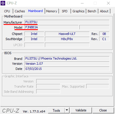 Информация о материнке из CPU-Z