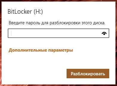 Ввод пароля Bitlocker