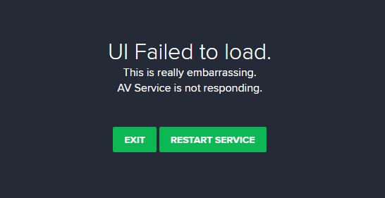 UI Failed to load Avast