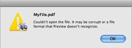 pdf ошибка сообщение mac