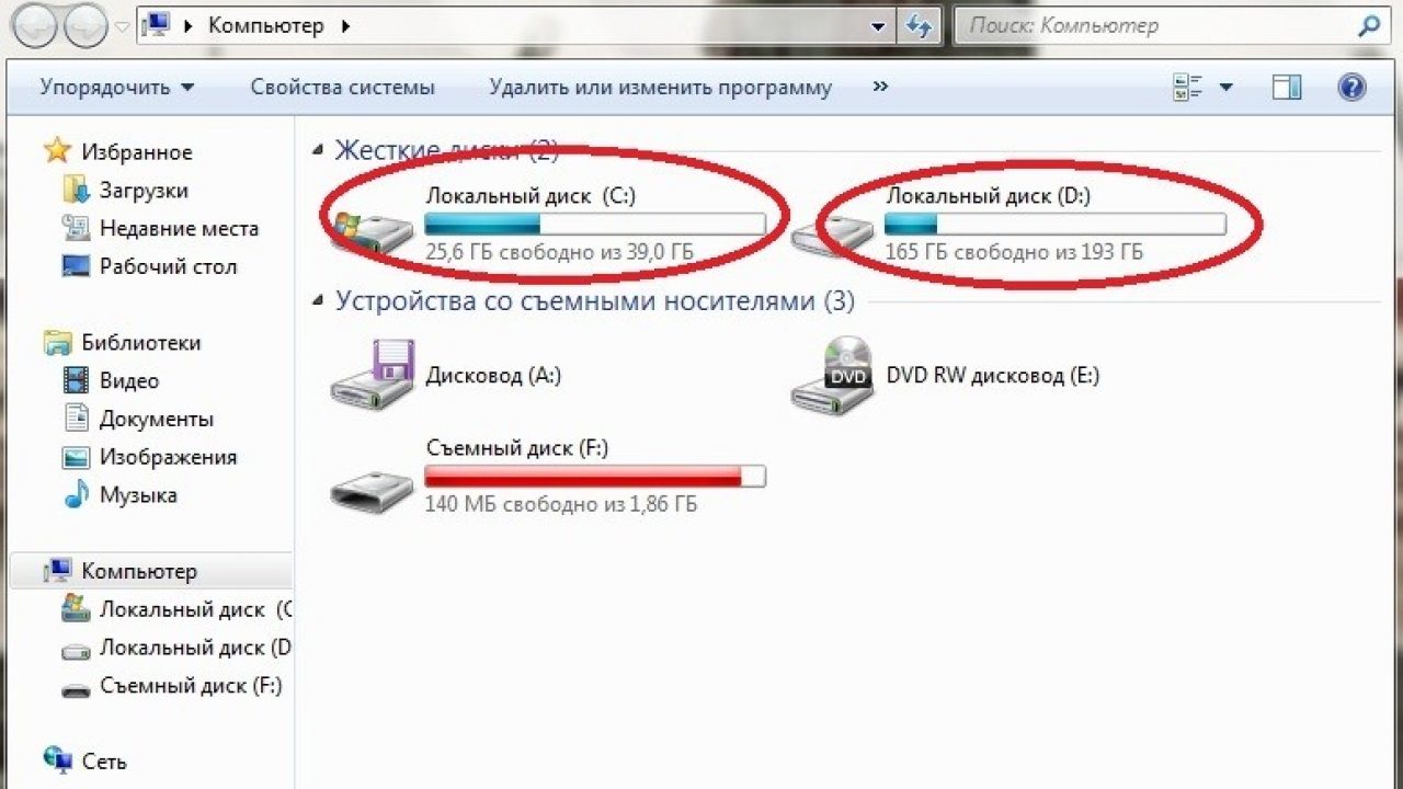 Что занимает место на диске c