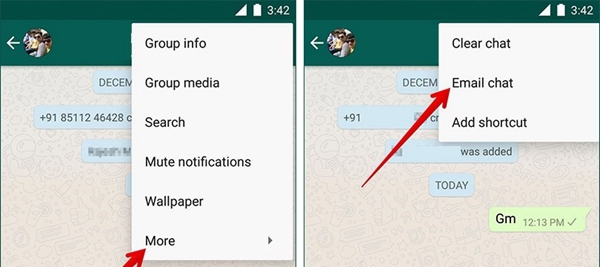 Резервное копирование чатов WhatsApp на email