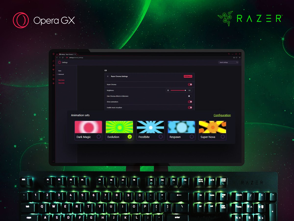 Opera GX с RGB-подсветкой Razer Chroma